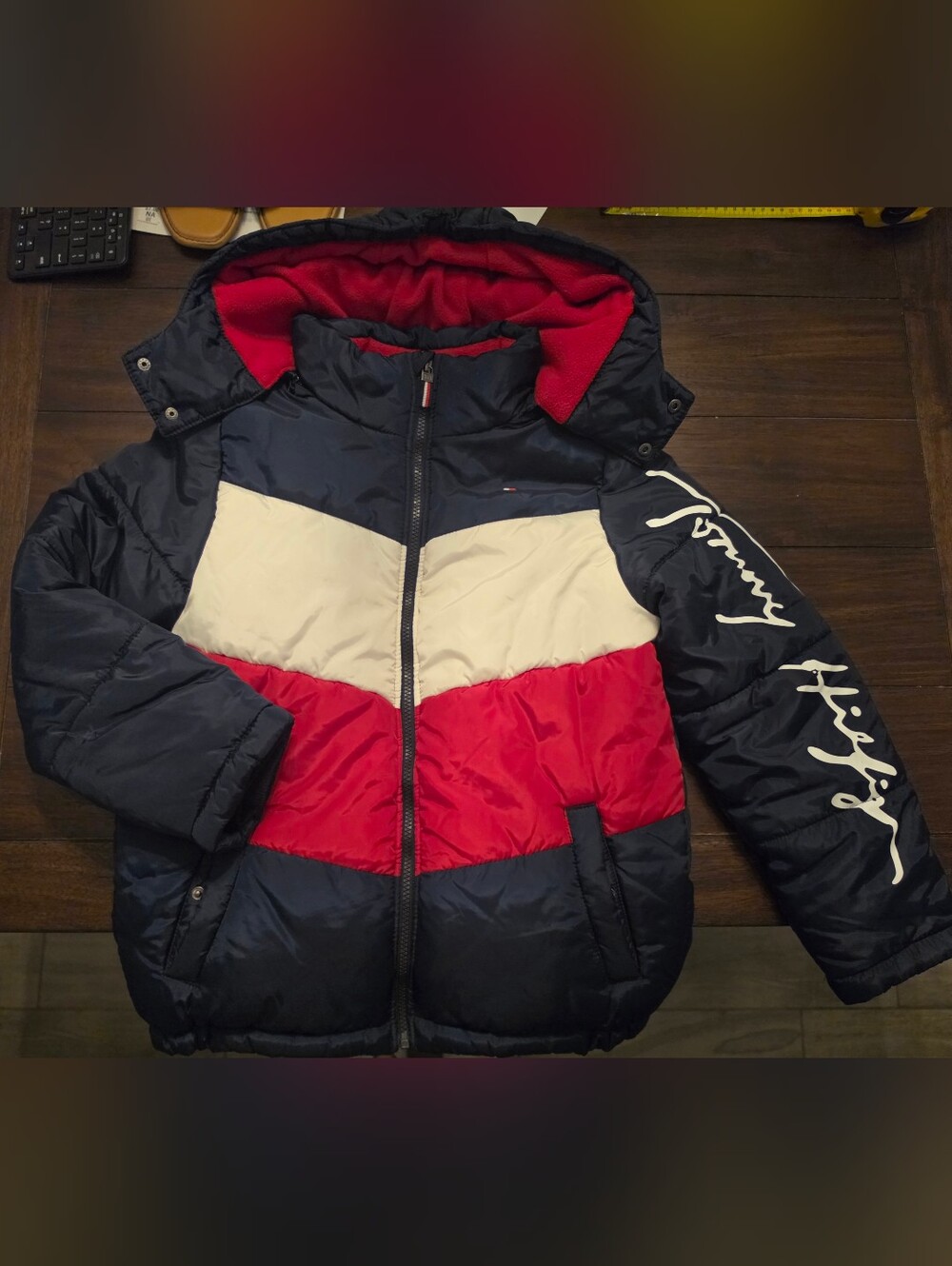 Tommy Hilfiger Kids Navy, Red & White Colorblock Puffer Jacket